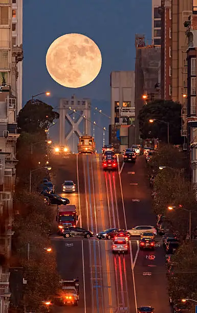 Photo of Supermoon at California Street Composition, San Francisco