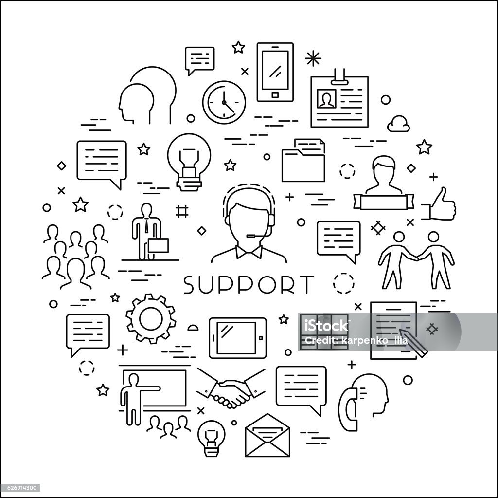 Vector Line Concept Support Stock Illustration - Download Image Now ...