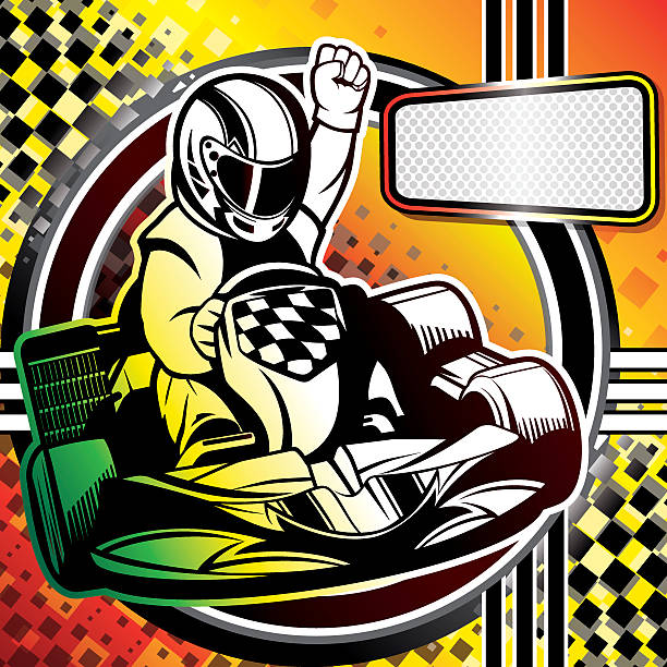 ilustraciones, imágenes clip art, dibujos animados e iconos de stock de go-kart racing - sport go cart go carting sports race