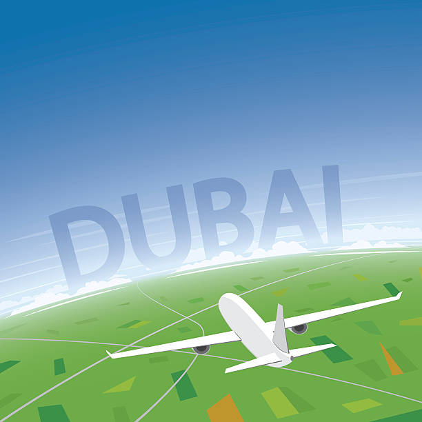 dubai flugdestination - travel earth airplane dubai stock-grafiken, -clipart, -cartoons und -symbole