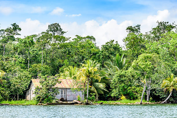 istock Wooden riverside house, Central America 626916220