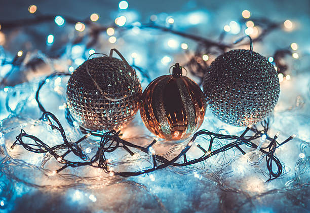 Christmas decoration with bokeh lights photo