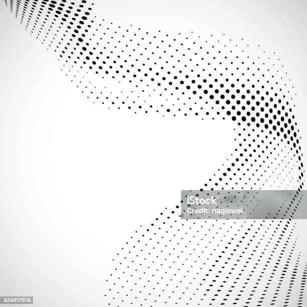 Monochrome Halftone Dots Wavy Pattern Background Stock Illustration - Download Image Now - Spotted, Half Tone, Pattern