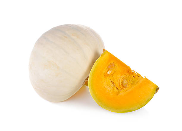 istock raw pumpkin white skin on white background 626930060
