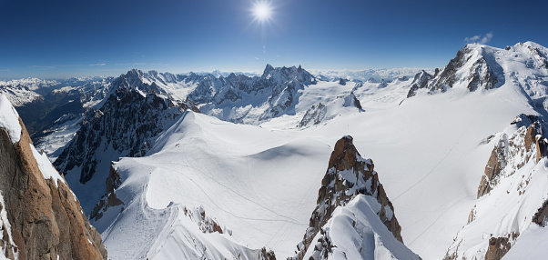 Panoramic picture of Mont Blanc Summit From Aiguille du Midi, Chamonix, France