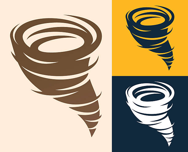 illustrazioni stock, clip art, cartoni animati e icone di tendenza di simbolo tornado - hurricane storm natural disaster nature