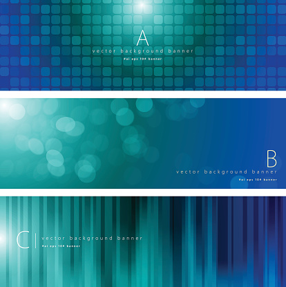 Vector of blue and green color background banner set with transparency pattern design.