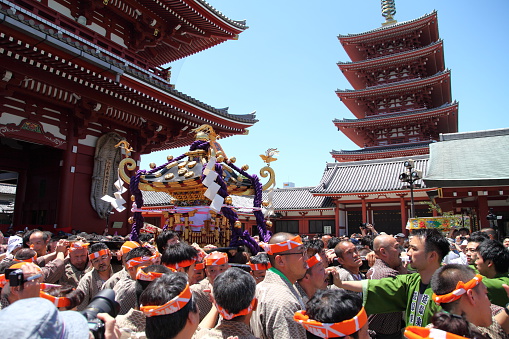 Tokyo, Japan - May 17, 2014:Sanja Matsuri is one of the 3 great Shinto festivals in the Asakusa district of Tokyo, JAPAN.