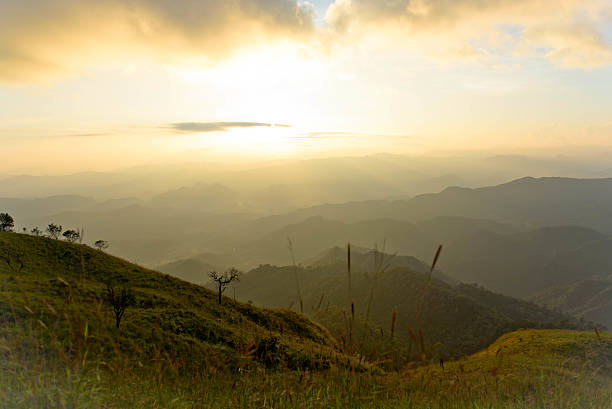 istock Sunset with silhouetted mountains at Mon Thu Le, 626951778