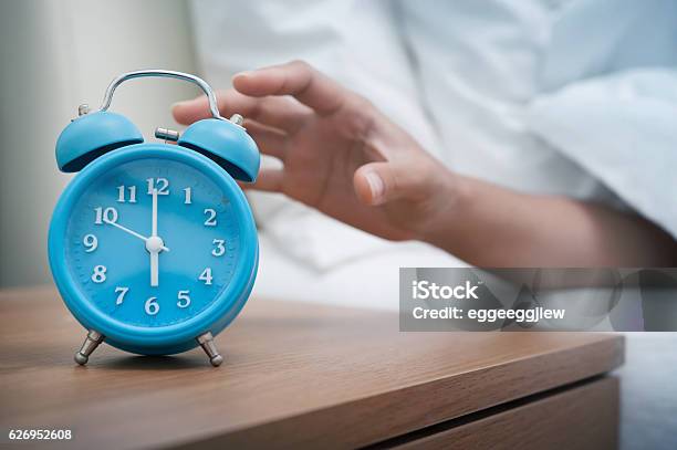 Early Morning Stock Photo - Download Image Now - Alarm Clock, Napping, Hitting