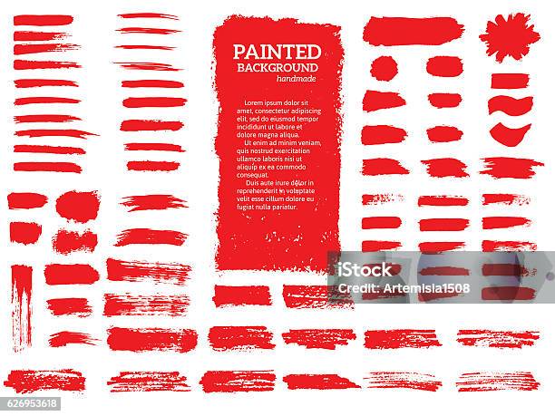 Ilustración de Pintado Grunge Conjunto De Rayas y más Vectores Libres de Derechos de Pincelada - Pincelada, Rojo, Pintura - Equipo de arte y artesanía