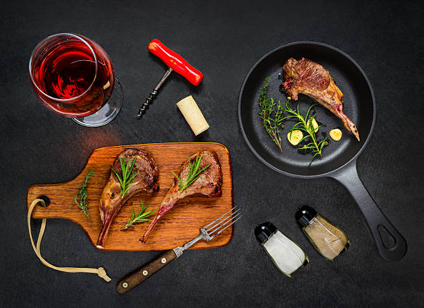 istock Grilled Steak Lamb Ribs with Rose Wine 626954746