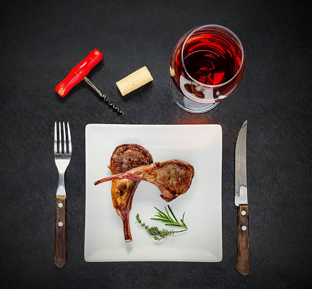 istock Rose Wine Glass with Grilled Steak 626954774
