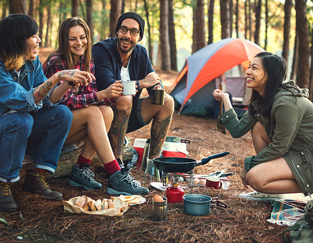 istock Friends Camping Eating Food Concept 626956168