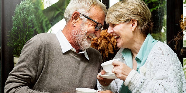 istock Senior Couple Afternoon Tean Drinking Relax Concept 626956224