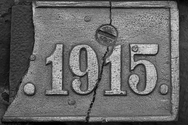 istock old steel nameplate with 1915 number 626956388