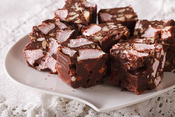 istock Sweetness rocky road with marshmallow and nuts macro 626957416