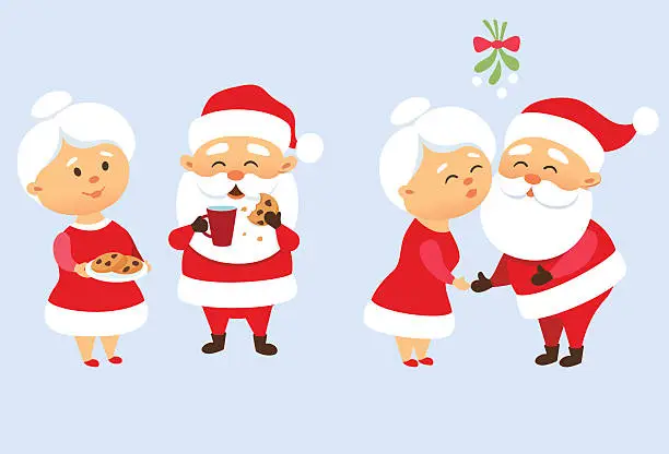 Vector illustration of Santa Claus family