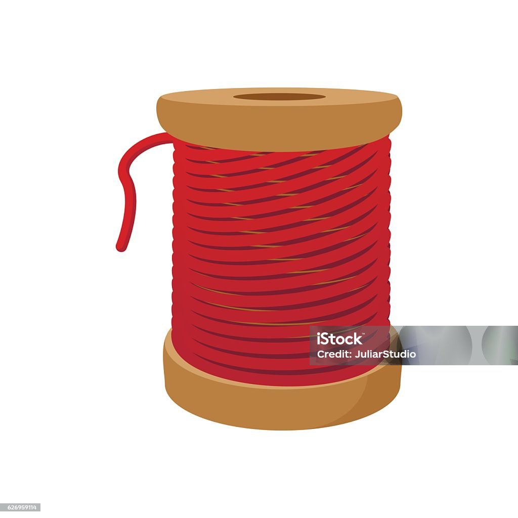 Spool Of Red Thread For Sewing Cartoon Icon Stock Illustration - Download  Image Now - String, Spool, Art And Craft - iStock