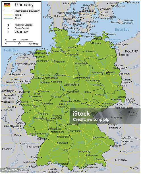 Germany Map With Selectable Territories Vector Stock Illustration - Download Image Now - Germany, Map, Highway