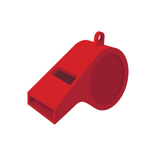 Red whistle cartoon icon Red whistle cartoon icon isolated on a white background loud whistle sound stock illustrations