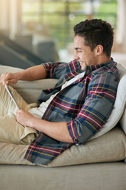 istock Switched on on his off day 626963462