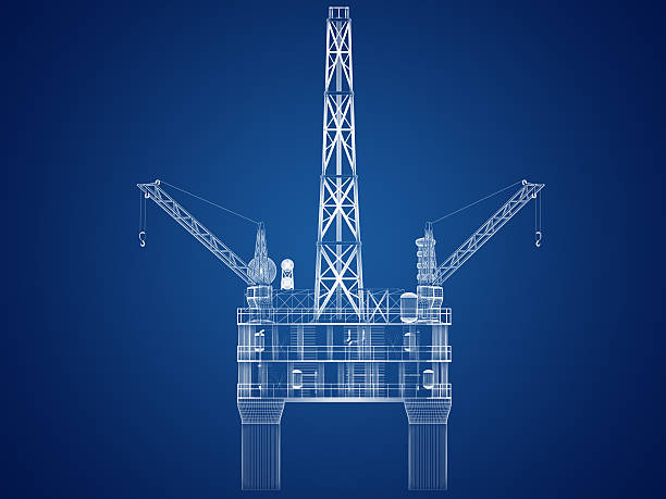 석유 굴착 플랫폼의 청사진 - construction platform sea drill mining 뉴스 사진 이미지