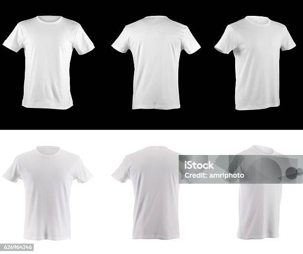 Tshirt Collection Front Side And Back Stock Photo - Download Image Now - T-Shirt, Template, White Color