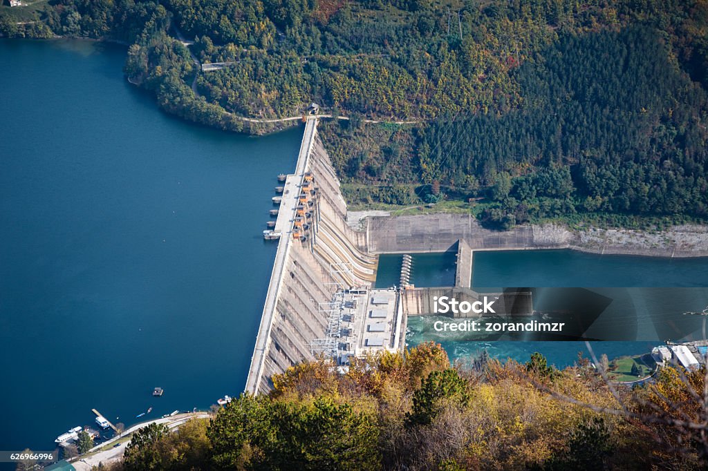 Hydroelectric power plant on river Hydroelectric Power Stock Photo