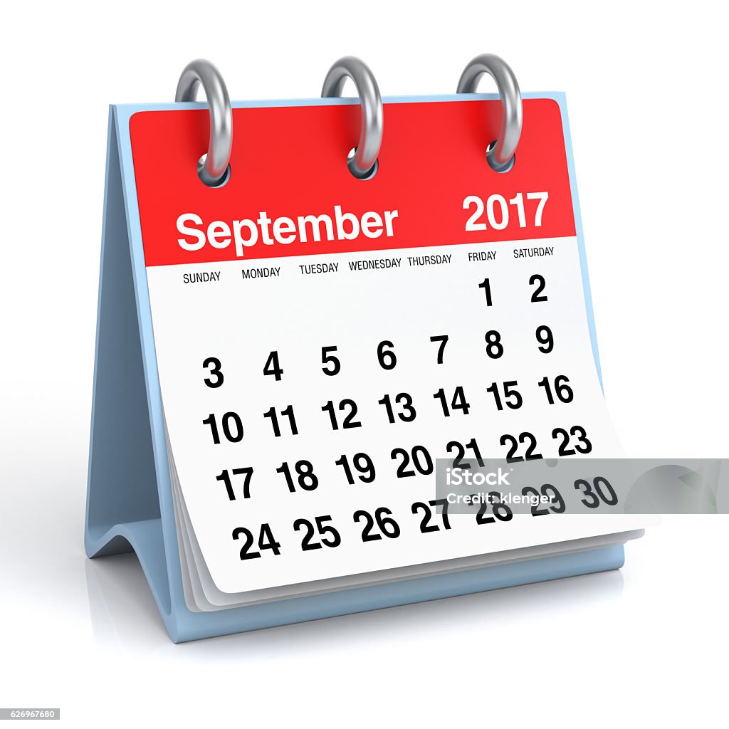 September 2017 Kalender Spiral Desktop Foto Stok - Unduh Gambar Sekarang -  2017, Baru - Kondisi, Bulan - Tanggal Kalender - Istock