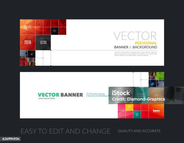 Vector Set Of Modern Horizontal Website Banners With Rectangular Stock Illustration - Download Image Now