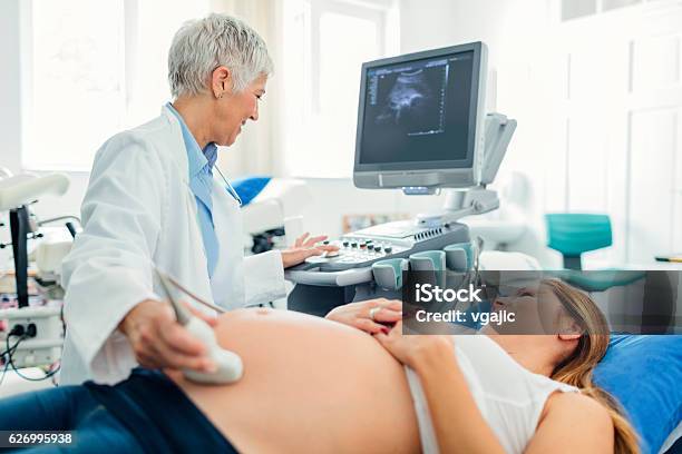 Ultraschalluntersuchung In Der Arztpraxis Stockfoto und mehr Bilder von Ultraschall-Untersuchung - Ultraschall-Untersuchung, Schwanger, Gynäkologe