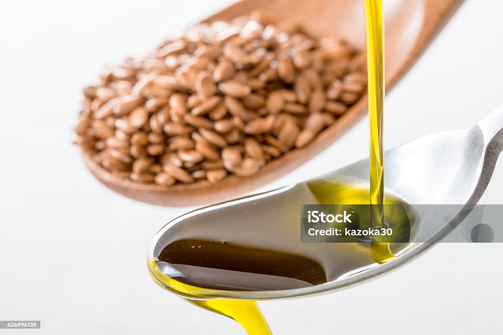 Flaxseed oil Image of fresh Flaxseed oil Cooking Oil Stock Photo