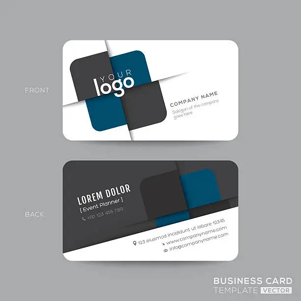 Vector illustration of Dark Blue Triangle modern business card design