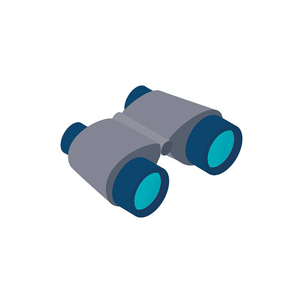 czarny lornetki izometrycznej 3d ikona - binoculars stock illustrations