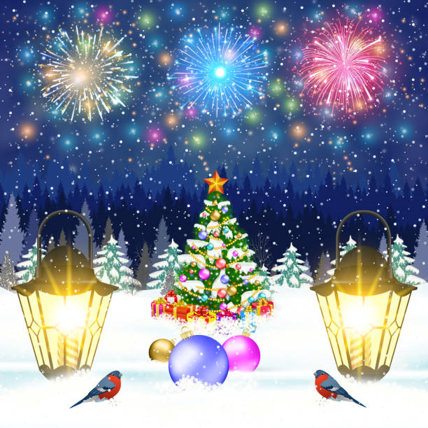 istock Christmas vintage greeting card on winter village 626998104