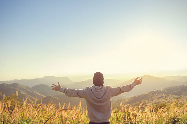 istock Happy Freedom in sunrise nature 626998342