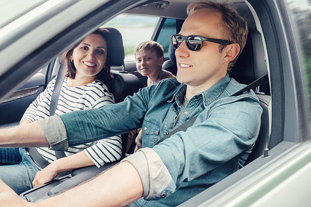 istock Happy family riding in a car 626998516