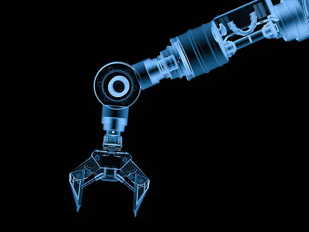 Photo of x ray robotic arm isolated on black