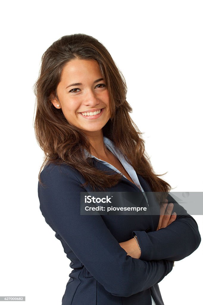 Mujer joven, aislado sobre fondo blanco - Foto de stock de Ejecutiva libre de derechos