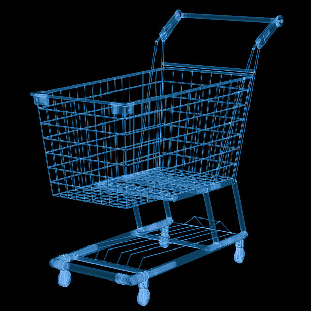 3d rendering x ray shopping cart isolated on black