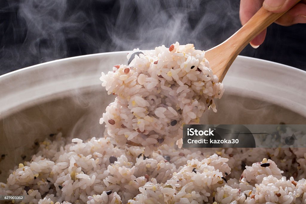 Millet rice Cook rice mixed with various types of millet, cook rice Brown Rice Stock Photo