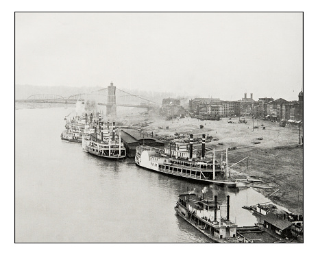 Antique photograph of Ohio River in Cincinnati
