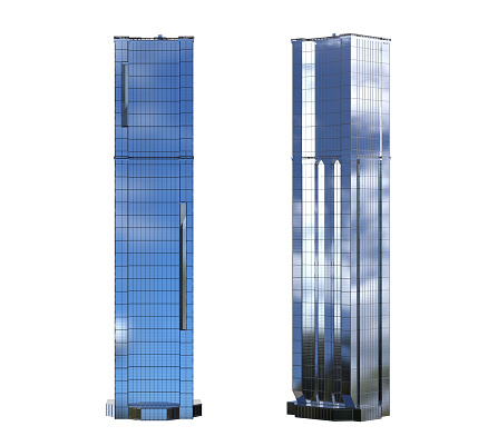 3d rendering highrise building isolated on white