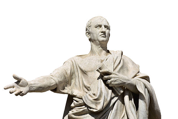Cicero, the ancient roman senator Cicero, the greatest ancient roman orator, marble statue in front of Rome Old Palace of Justice, made in 19th century (isolated on white background) senator photos stock pictures, royalty-free photos & images