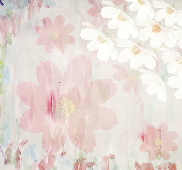 istock Picturesque summer floral watercolor background, 627010252