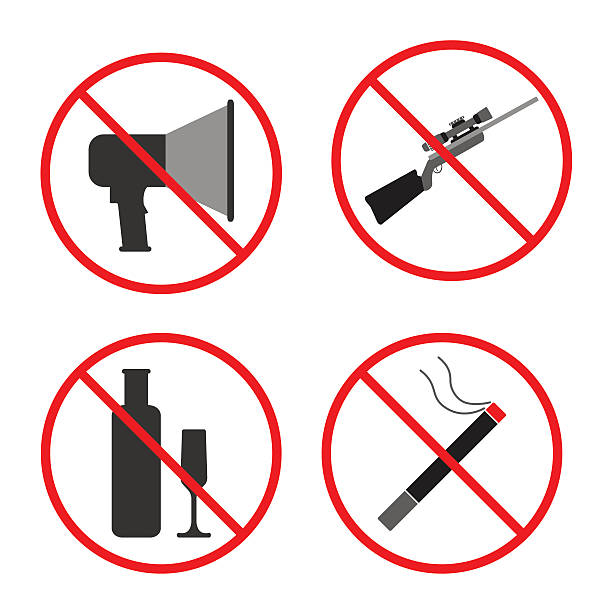 istock No Noise, Gun, Alcohol, Smoke Sign and Symbol. 627011912