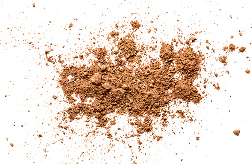 Cocoa powder on white background