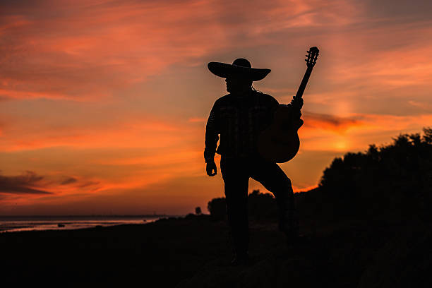 istock Musician on the coast. Mexican 627020484