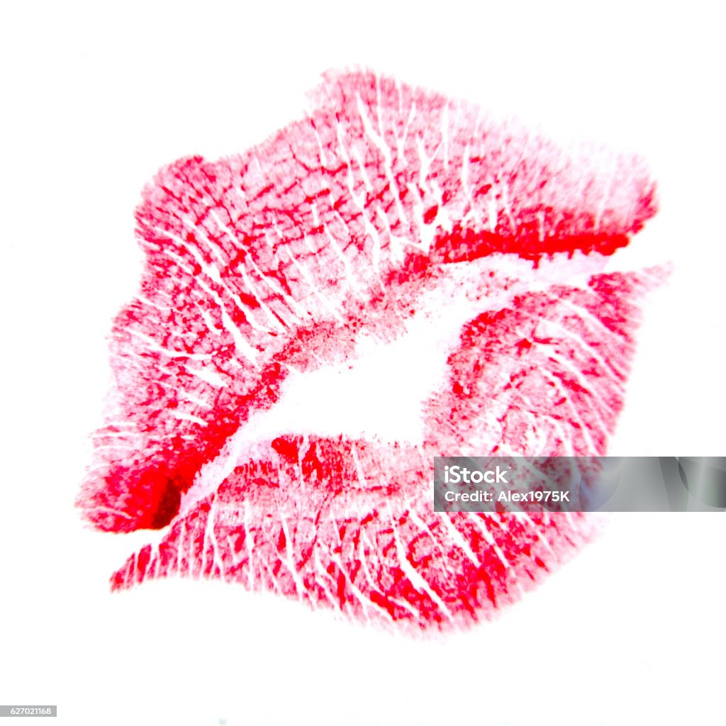 Cosmetics Imprint of lipstick with female lips. Adult Stock Photo